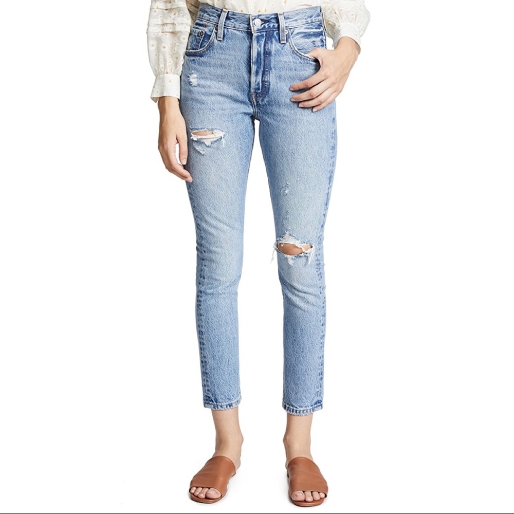 Levi’s 501s Distressed High Rise Skinny Blue Jean
